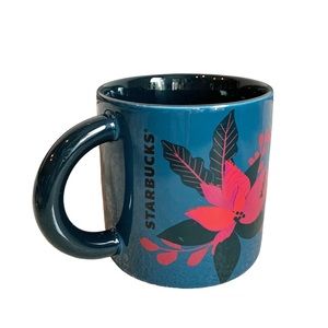 Starbucks Holiday 2021 Poinsettia Teal Mug 12oz EUC